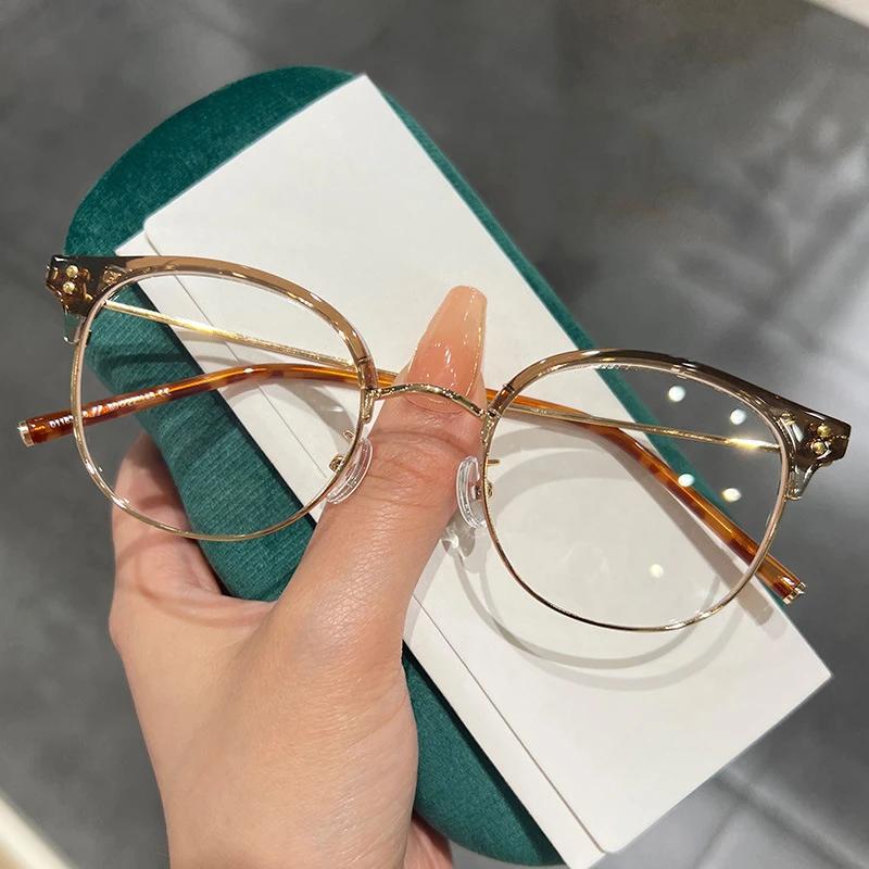 

Vintage Myopia Spectacles Unisex Female Clear Lens Eyeglasses Anti-blue Light Half-frame Nearsighted Eye Spectacles Diopter 0 To -4.0 0(anti-blue)