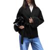 Women's Elegant Woolen Patchwork Cuffs Woolen Jacket Belt Lapel Woolen Long Sleeve Top