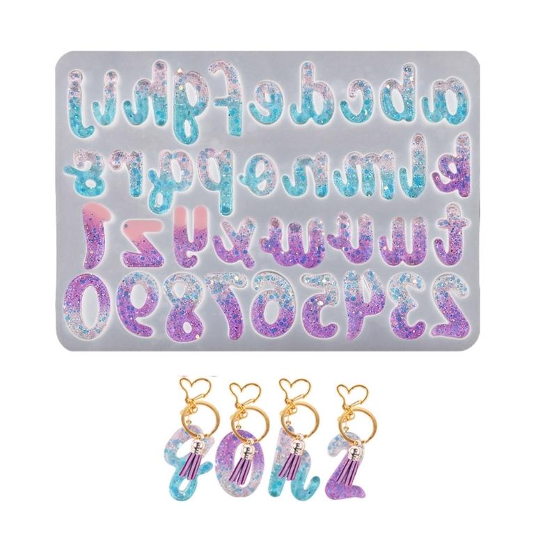 Resin Letter Molds Silicone Number Alphabets Mold DIY Epoxy Resin Casting Mould Keychain Pendant Ornament Jewelry Making