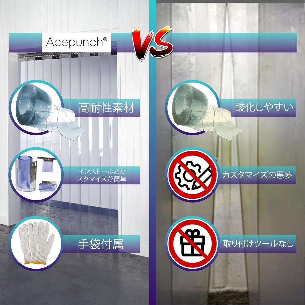 Acepunch Transparent PVC Vinyl Strip Insulated Door Cover Ideal for and Factories and Soundproof 120cm x 210cm AP1173 Curtain, Freezers, Warehouses,