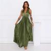 Elegant Solid Color Off-the-shoulder Waist Cinched Pleated Long Maxi Dress, Formal Party Evening Single Shoulder Dress for Women