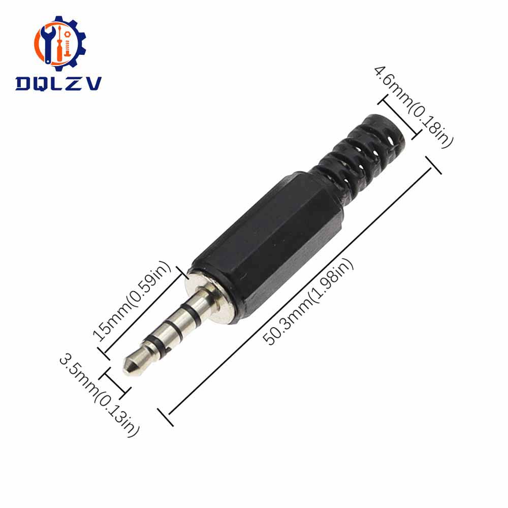 3.5mm RCA Plug 2 3 4 Pole Mono Stereo Audio Video Dual Audio Plug Headphone Cable Wire Connector For Headphone Socket