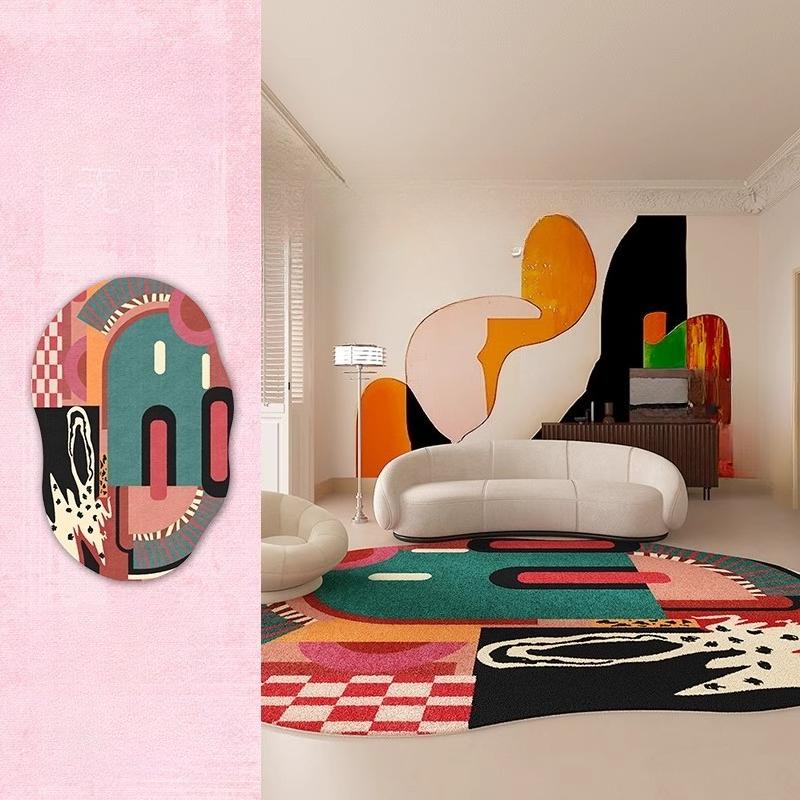 

Fluffy Pink Dopamine Carpet Soft Plush Rug Irregular Shapes Thicken Floor Mat for Bedroom Living Room Decor 80*120cm