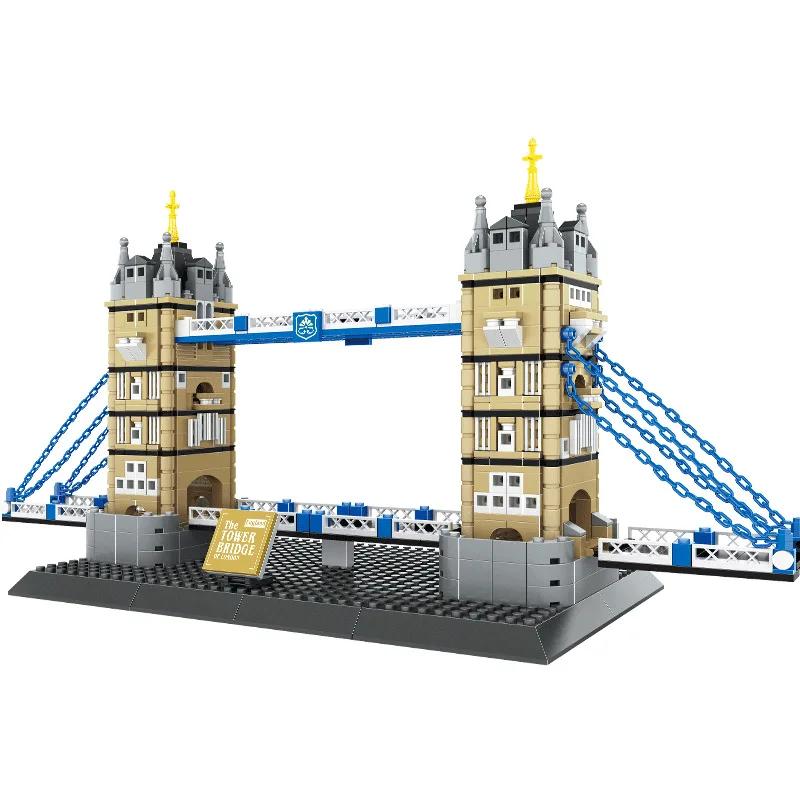 Creative Construction World Famous Modern Building Brick Architecture Model England London Tower Bridge Toys Collection for kid