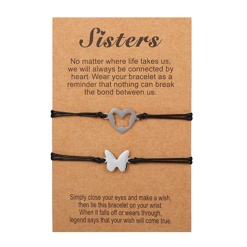 Adjustable Handmade Titanium Steel Heart Bracelets for Couples