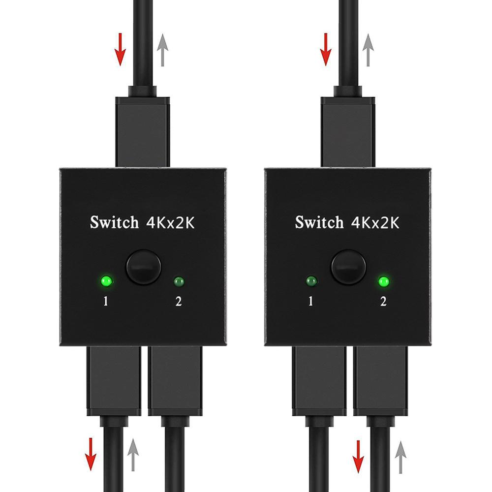 4K 60Hz HDMI Switch 2 Ports 2 In 1 Out HDMI-kompatibler Video-Splitter für Laptop PC Xbox PS3/4/5 TV-Box zu Monitor Projektor