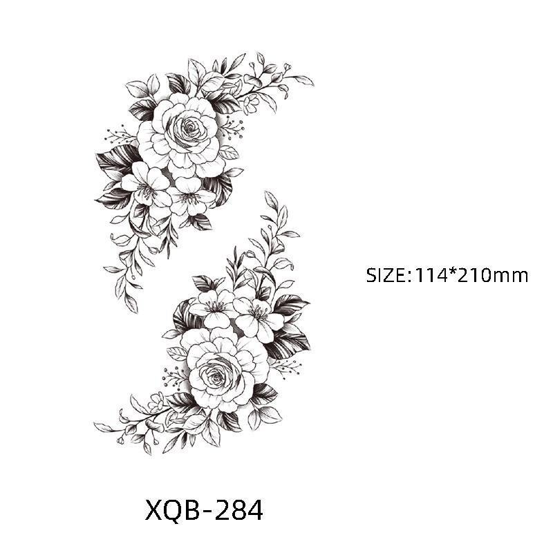 Waterproof Black & White Sketch Flower Half Sleeve Tattoo Stickers