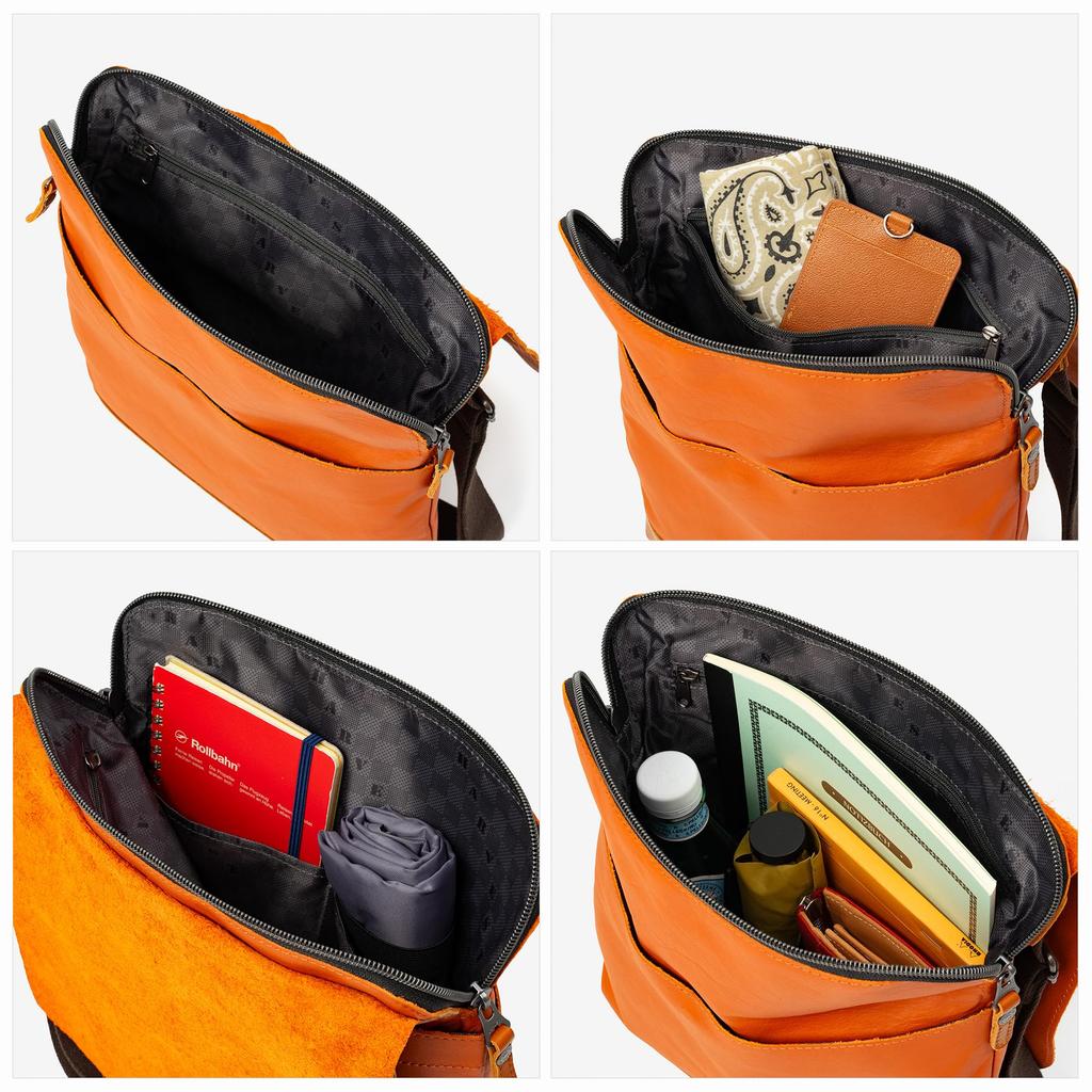 DOUBLES Men's Shoulder Bag, Stylish, Genuine Leather, A4 Size, JVK-1604, Red