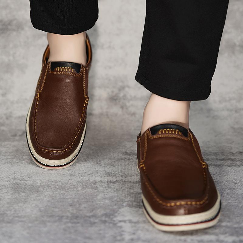 New Handmade Men's Shoes Leather Casual Shoes Breathable Office Male Flats Moccasins Driving Loafers Slip on Business Shoe