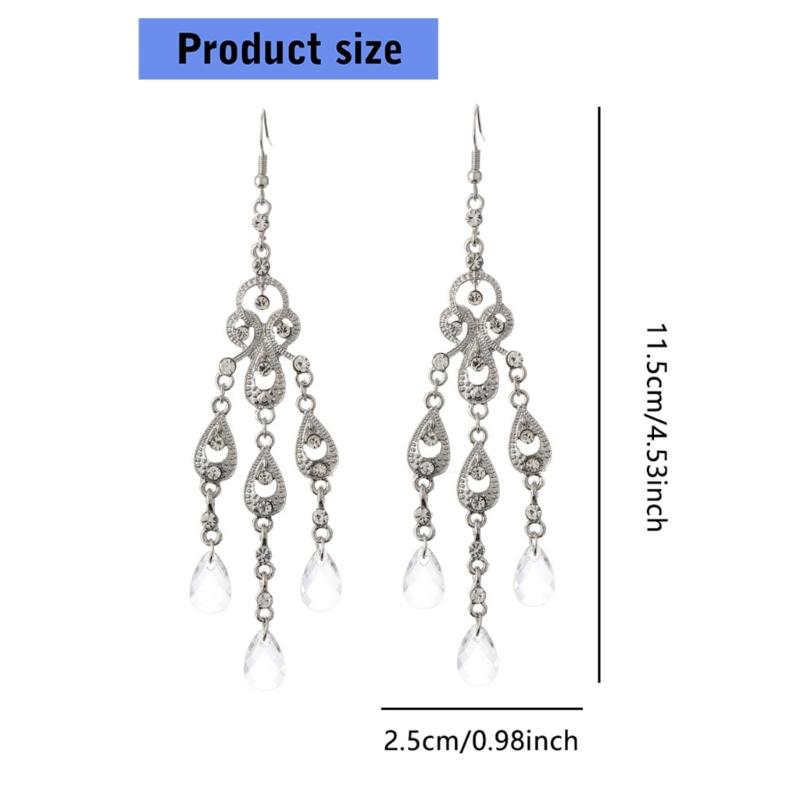 Elegant Teardrop Dangle Earrings With Stone Dialects And Intricate Cutout Design In Nonallergenic Zinc Alloy For Daily Or Formal Wear