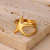 Stainless Steel Zircon Geometric Rings For Women Luxury Evil Eye Gold Color Adjustable Trendy Wedding Aesthetic Jewerly Gift