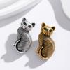 Broche Yousheng Style Rétro Design Chat Assis Broche Technologie Texture Fine Texture Poils de Chat Broche Animal