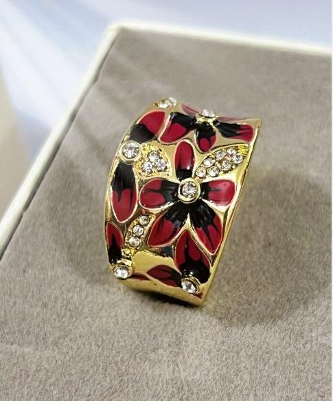 

New elegant fashion enamel flower copper micro-inlaid zircon Epoxy women s ring 6 золотой