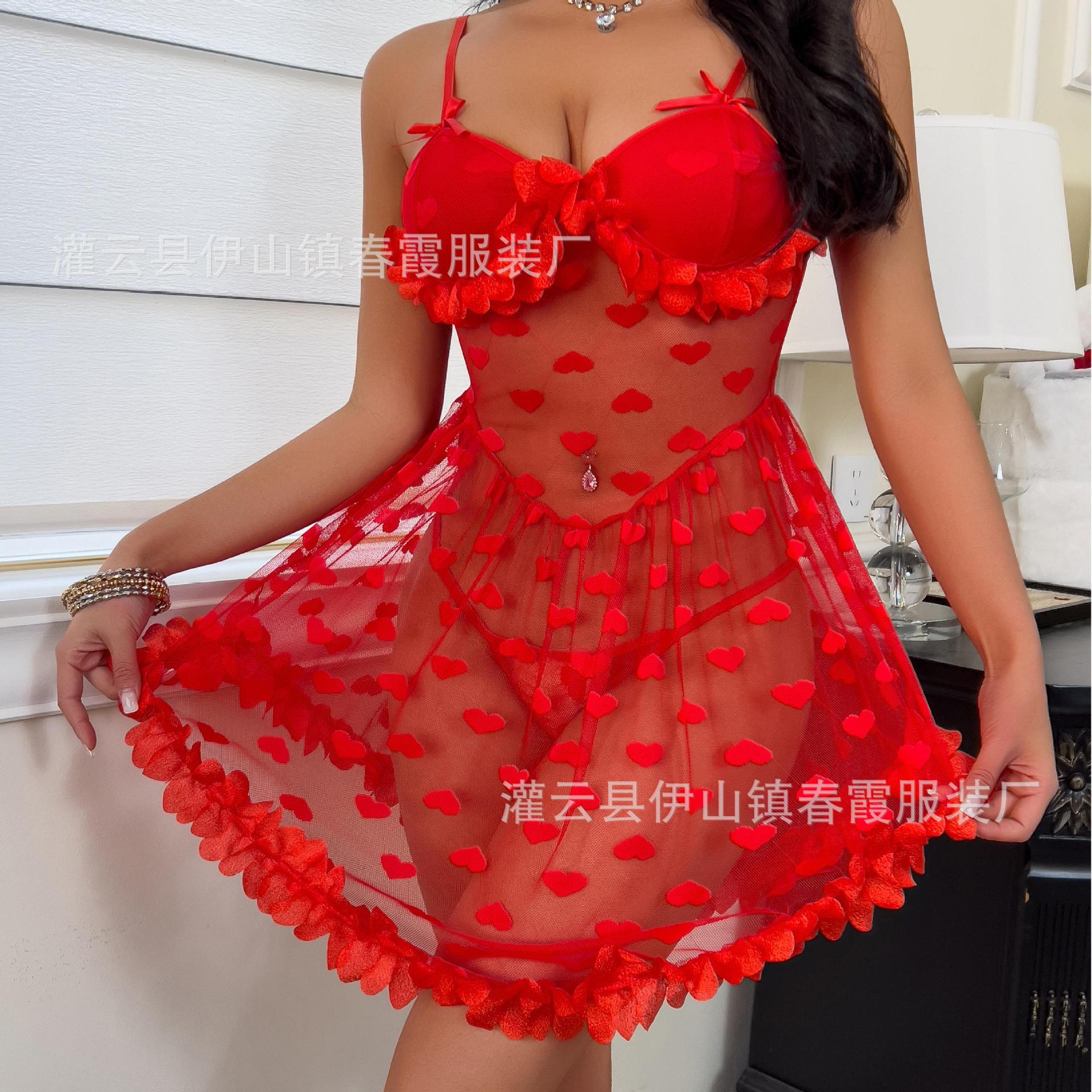 Новый, сексуальный красный кружевной комплект с подвязками для сна, женская пижама для секса S