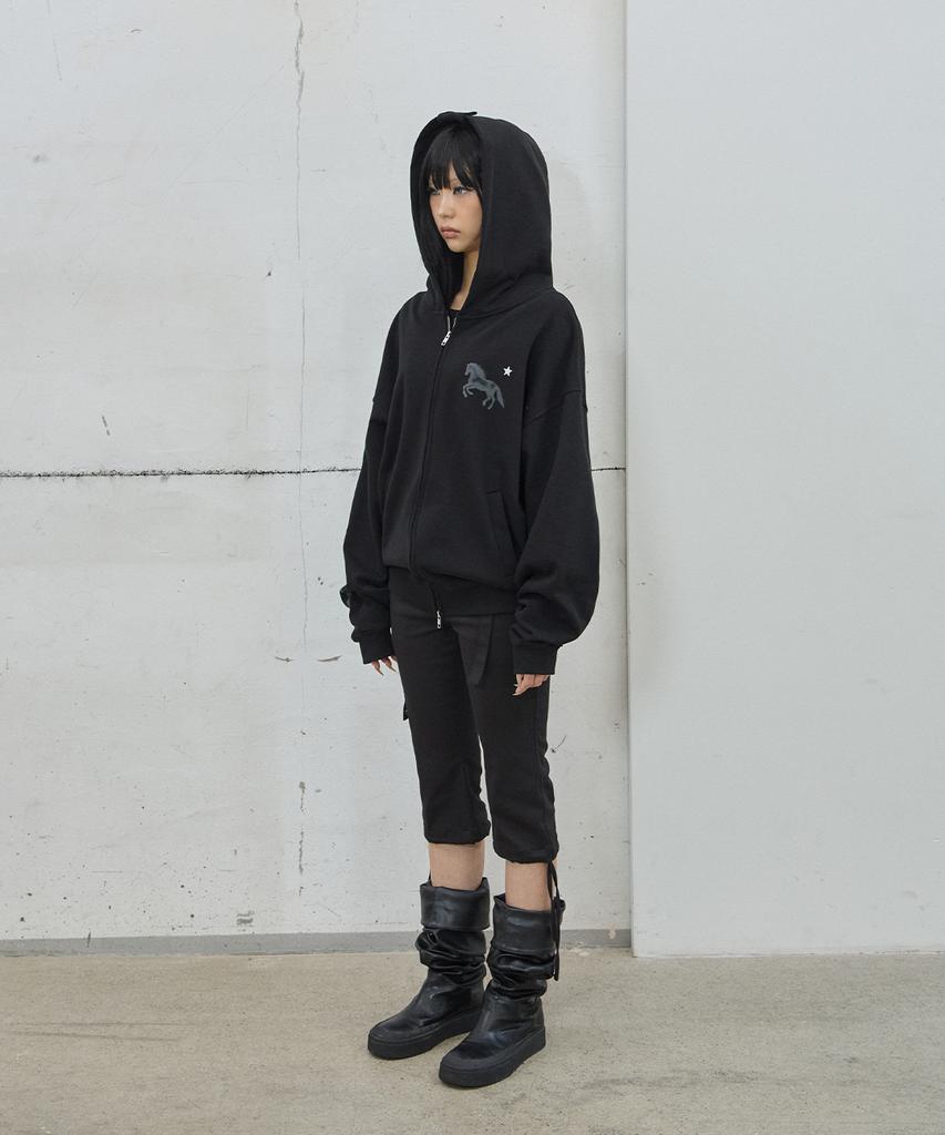 41Pray Midnight Horse Zip-Up Hoodie / Black