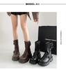 British style thick-soled thick-heeled Martin boots women's 2025 new summer brown versatile heightening Maillard short boots