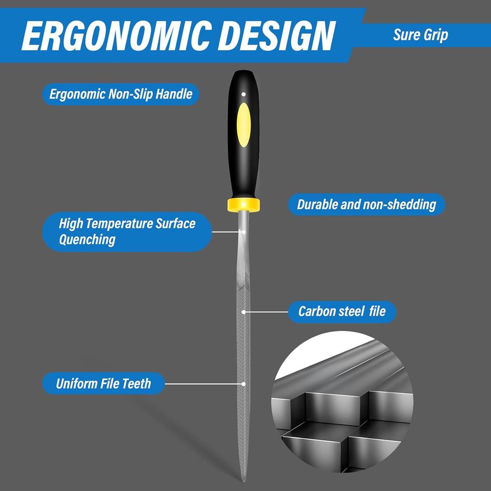 Needle File Set 5/10PCS High Carbon Steel File Set Non-Slip Handle Hand Metal Tools for Wood Plastic Model Jewelry and DIY