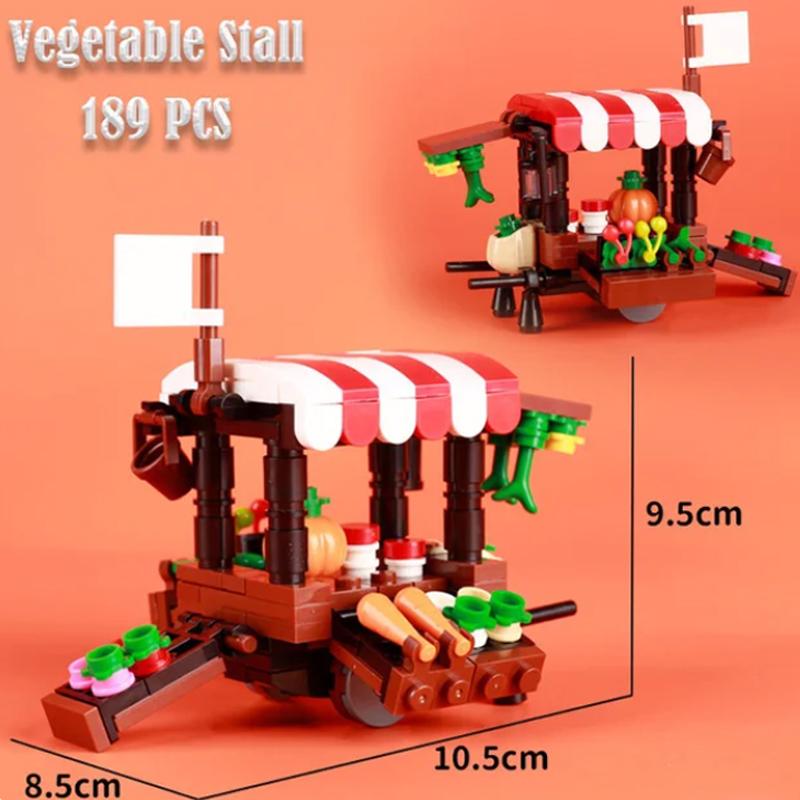 MOC Medieval Building Blocks Set Hanging Cage Guillotine Castle Fountain Bonfire Tent Bulletin Board Ox Cart Carriage Gift Toy