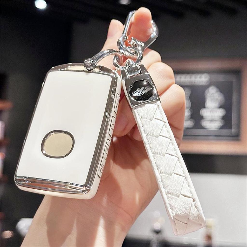 For Mazda Key Fob Cover with Leather Keychain Soft TPU Protection Key Case Compatible with Mazda 3, Mazda 3 Hatchback, 2020-2022