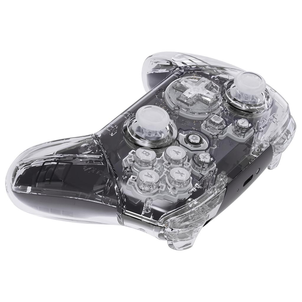 eXtremeRate Switch Pro Controller Faceplate Backplate Clear DIY Replacement Grip Housing Case Cover for Switch Pro Controller Clear Handle, -