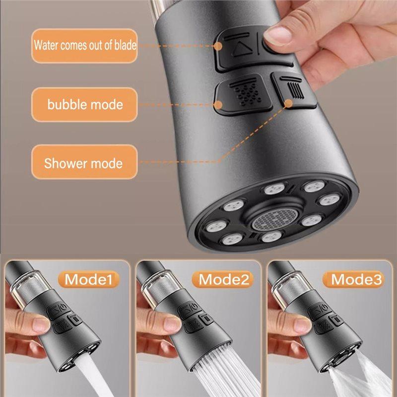 Estensore Rubinetto Cucina Universale Premium 360° Con Filtro Aeratore Filtro Anti-Schizzo Lavandino Rubinetto Aeratore Ugello Bollicine Grigio