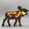Statua di lupo in legno Creatività Totem di lupo Ufficio Casa Decorare Artigianato Regalo di Natale Foresta del Nord Alce Orso Bruno Ornamenti