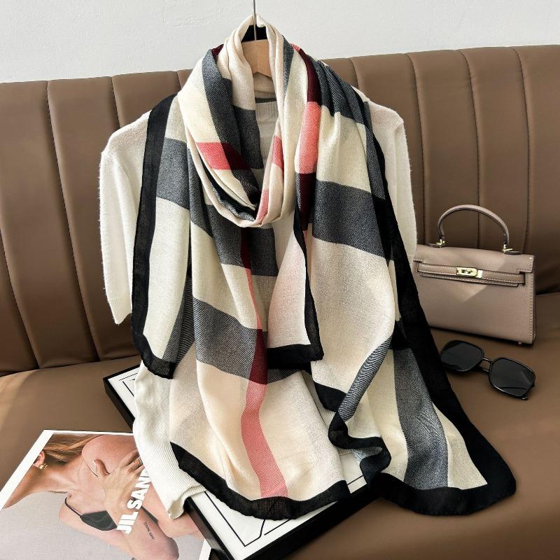 New autumn and winter cotton and linen plaid scarf women's sunscreen shawl outer yarn winter scarf classic versatile long