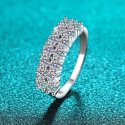 Anillo de moissanita color D de 1,4 CT, 0,7 CT y 3mm para mujer, banda de diamante de media enternidad, anillo de oro blanco chapado en plata esterlina S925 GRA