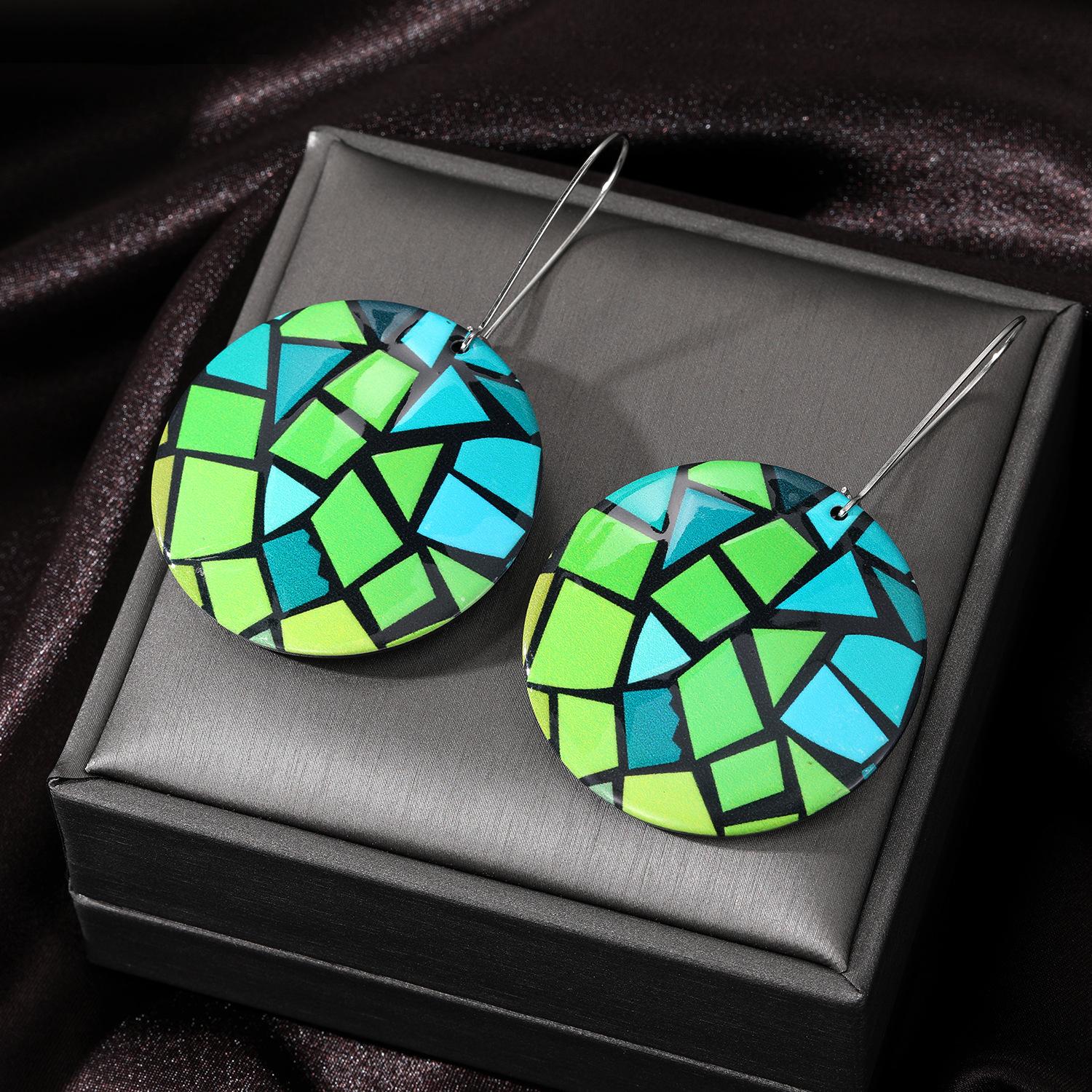 

Bohemian Painted Flower Eyes Butterfly Acrylic Earrings for Women Ethnic Unique Colorful Round Oval Square Drop Earrings Jewelry