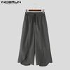 INCERUN Men Elastic Waist Irregular Layers Casual Loose Wide Leg Ankle Pants