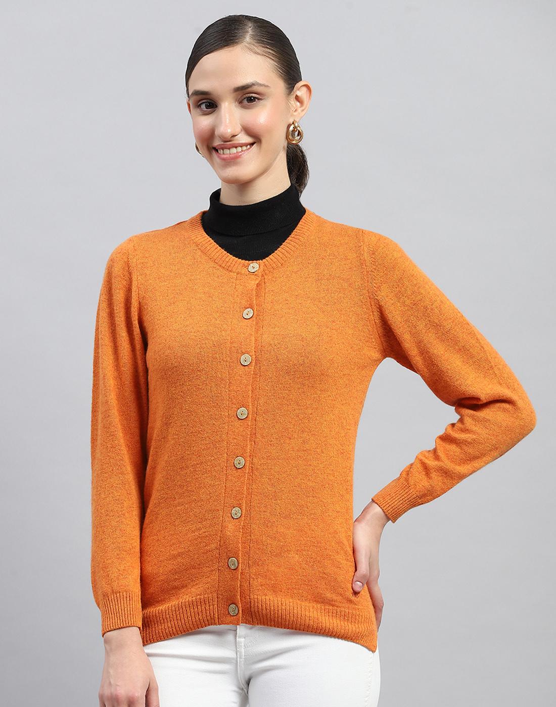 

Monte Carlo Womens Orange Solid Round Neck Full Sleeves Cardigan M оранжевый