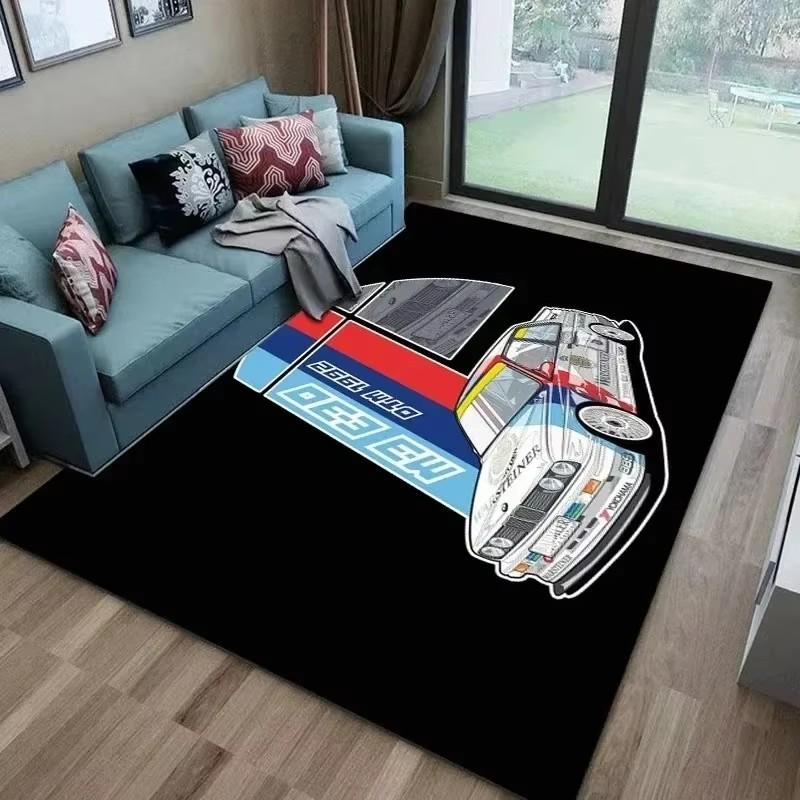 Racing Car Pattern Carpet for Man Cave Bedroom Living Room Home Sofa Decoration Washable Rug Kid Play Decor Floor Big Size Mat