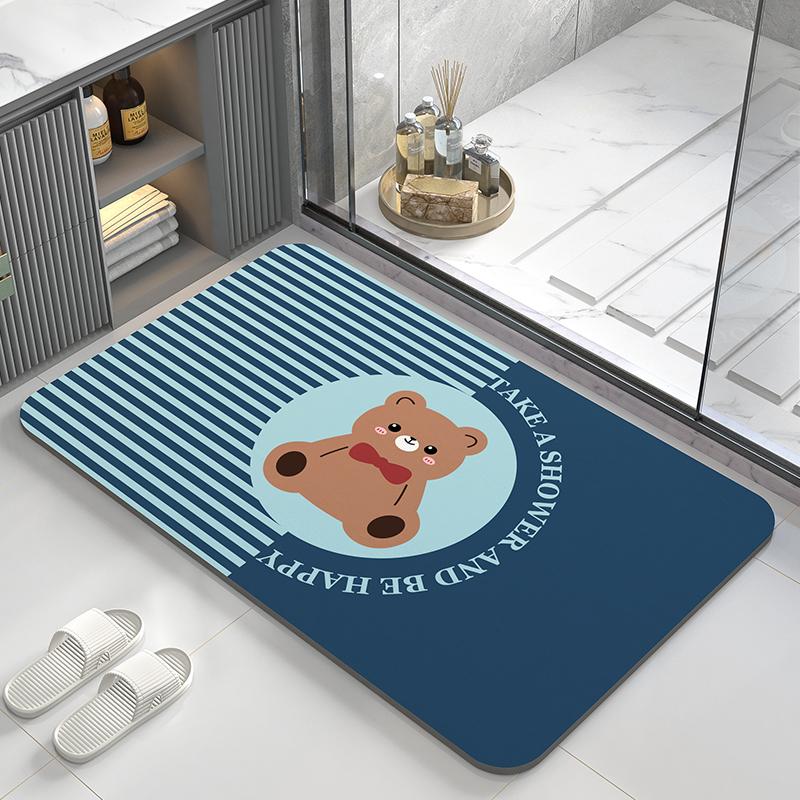 

Диатомовая грязь абсорбирующий коврик, коврик для пола в туалете, быстросохнущий коврик для ног с противоскользящим покрытием у двери в ванную, мультяшный милый туалетный мягкий ковер 40x60cm15.7x23.6in