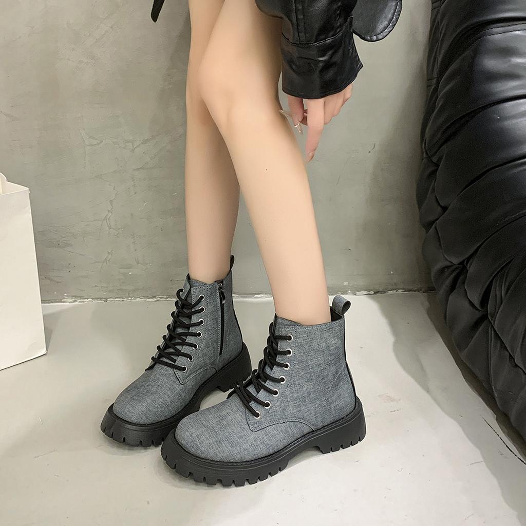 Fashion Women Ankle Boots Personalized Denim Design Casual Shoes Fashion Outdoor Comfortable Shoes Flats Walking Boots For Female 35-40