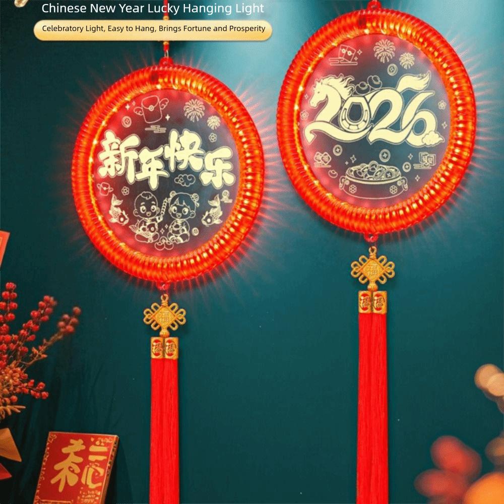 3D Glowing New Year Lantern Easy Hanging Good Luck Design Red Hanging Lanterns Pendant Style Year Of The Horse Hanging Lights