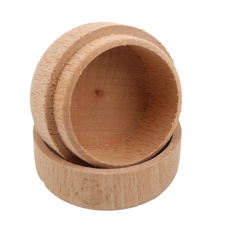 1Pc Portable Vintage Round Wooden Jewelry Storage Box Ring Earrings Container Storage Case