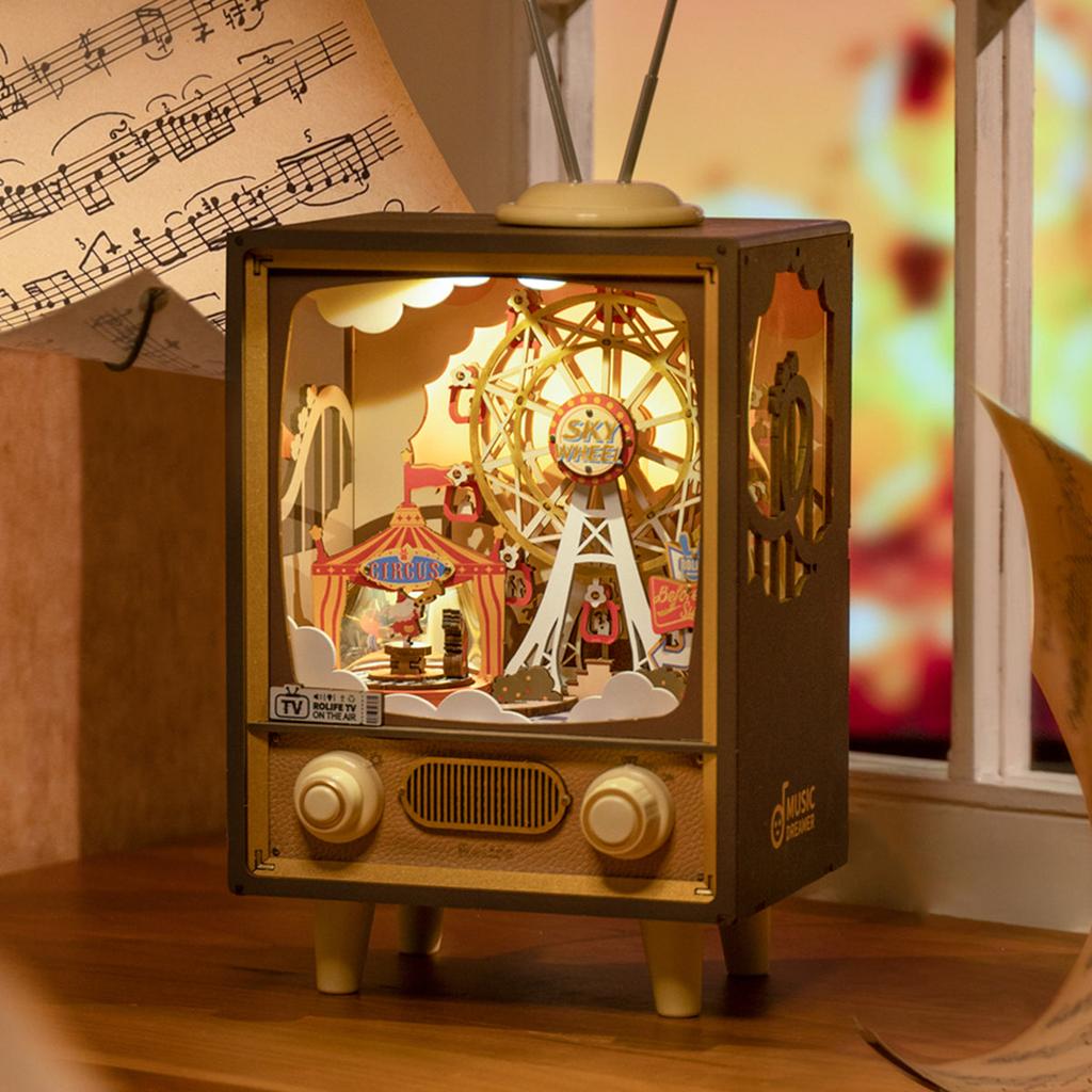 ROBOTIME Rolife Sunset Carnival DIY Music Box 3D Wooden Puzzle AMT01