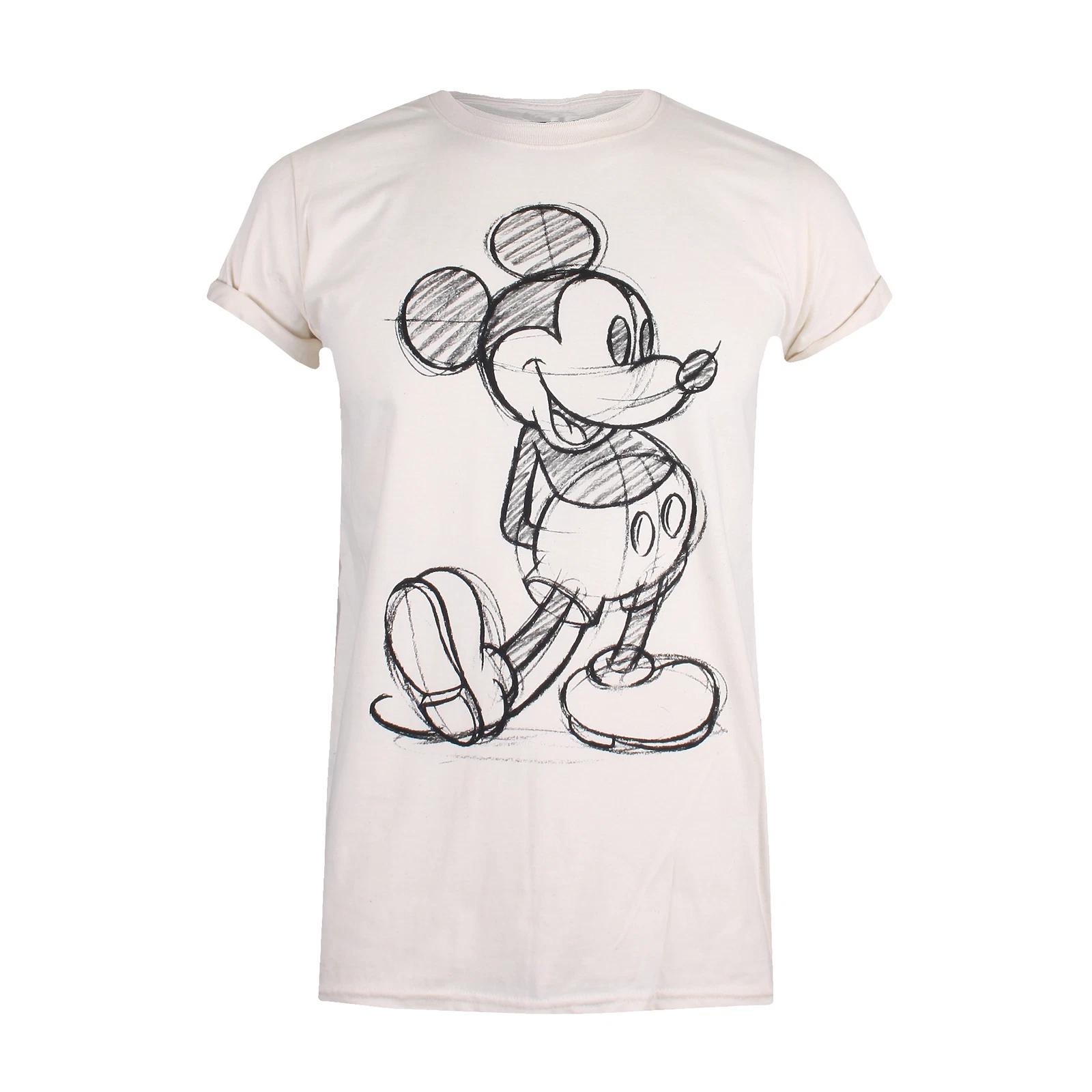 Women s Disney Mickey Sketch Natural T-Shirt L