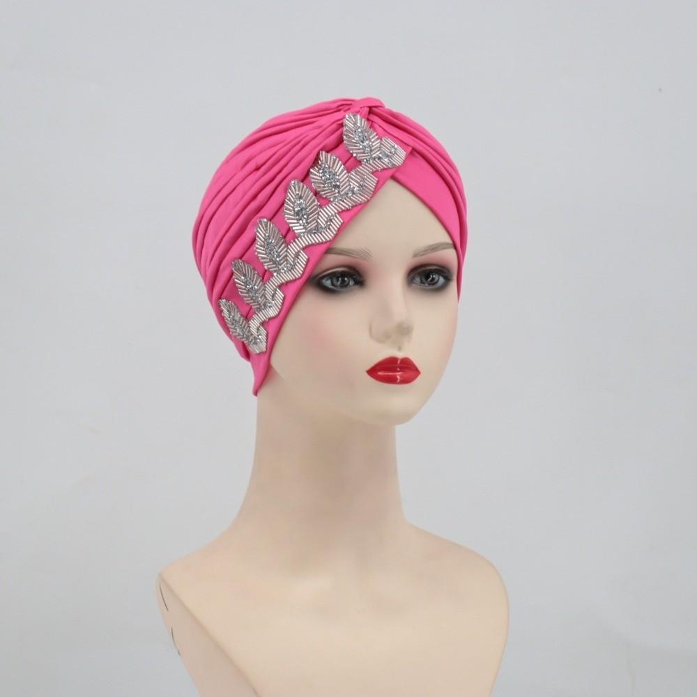 Solid Color Cross Knot Headwrap Versatile Headwrap Hat New Side Leaf Rhinestones Headscarf  Party