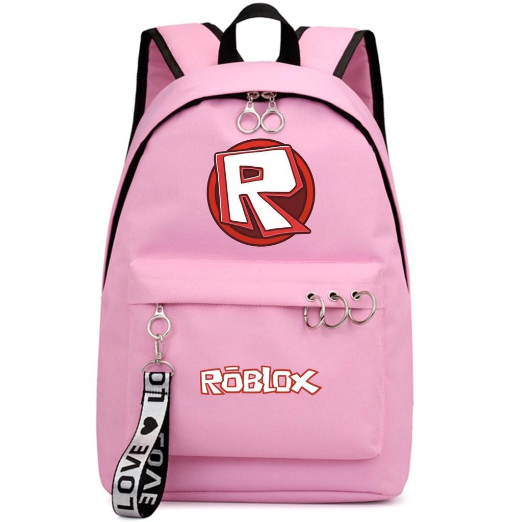 

Fashionable Roblox Backpack For Students With Firm Canvas Cloth And Smooth Zipper #1 Pink-R