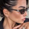 Small Frame Oval Sunglasses Cat's Eye Advanced Sense Women's Sunglasses Sun Protection European and American Trend Personalized Sunglasses To Take Pic