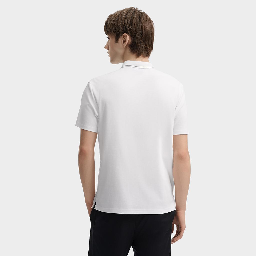 Fila Heritage Pompidou Center Collaboration Business Solid Color Commuter Short Sleeve Polo Shirt Men Tops White F11M438109FWT