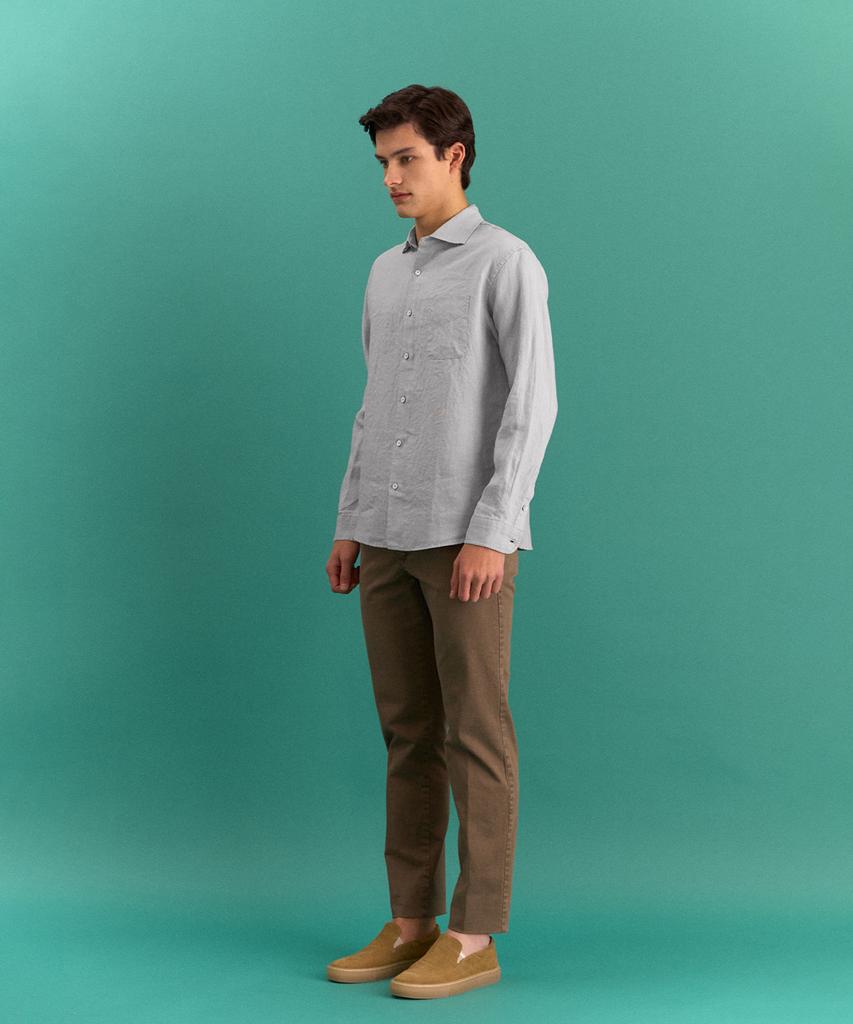 PANICALE Gray Pocket Linen Shirt