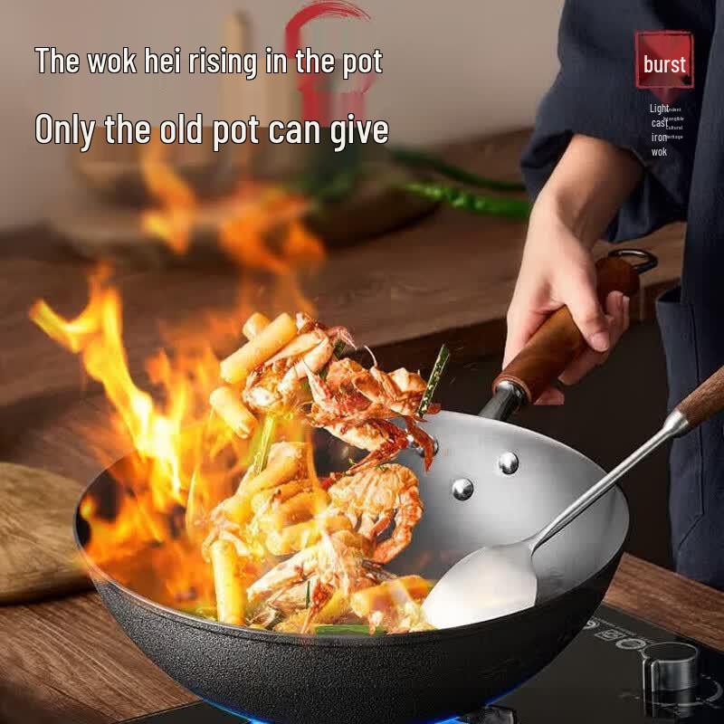 COOKER KING 34cm Cast Iron Wok