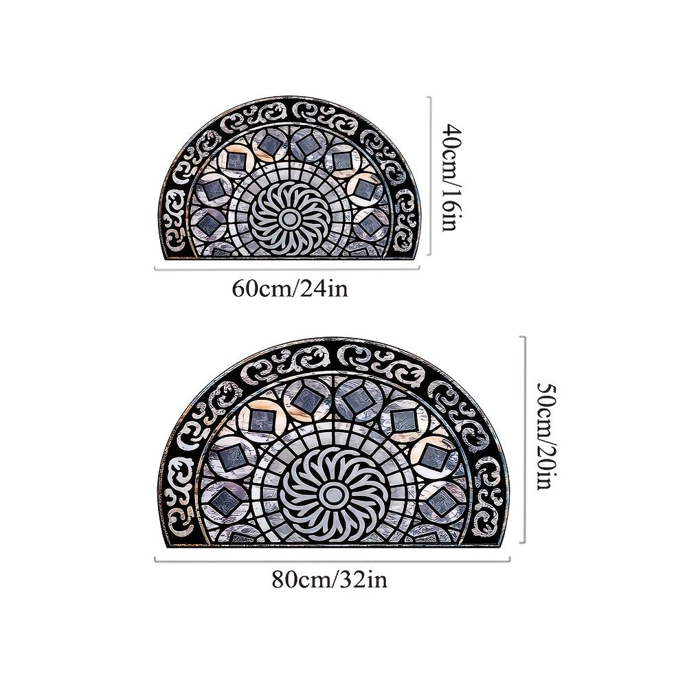 Tappeto Semicerchio Mandala Boemo Morbido Antiscivolo Tappetino Decorativo Stampa 2D Tappeto Estetico per Ingresso Corridoio