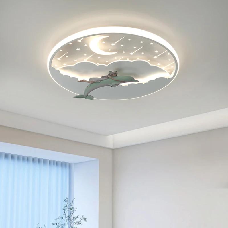 Nordic Children's Room Ceiling Light Dolphin Creative LED Light Boys and Girls Bedroom Study Cute Indoor Lighting Ceiling Light