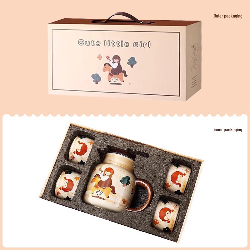 PAKCHOICE Nordic Ceramic Tea Set with Tray