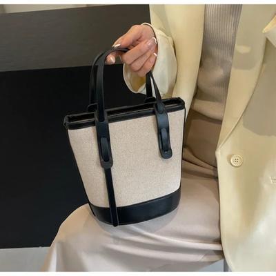 PU Patchwork Fashi Versatile Bucket Simple Casual Sense of Luxury Ladies Bags 2026  Retro Versatile Shoulder Bags
