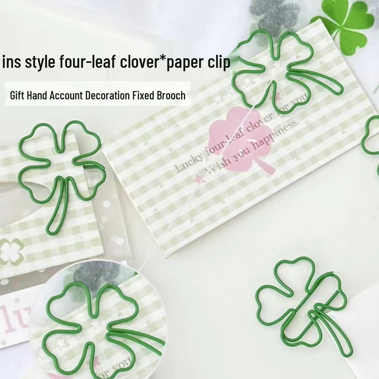 Lucky Clover Four-Leaf Paper Clip - Unique High-Value Decorative Clip for Journals and Gifts Four-leaf clover paper clip