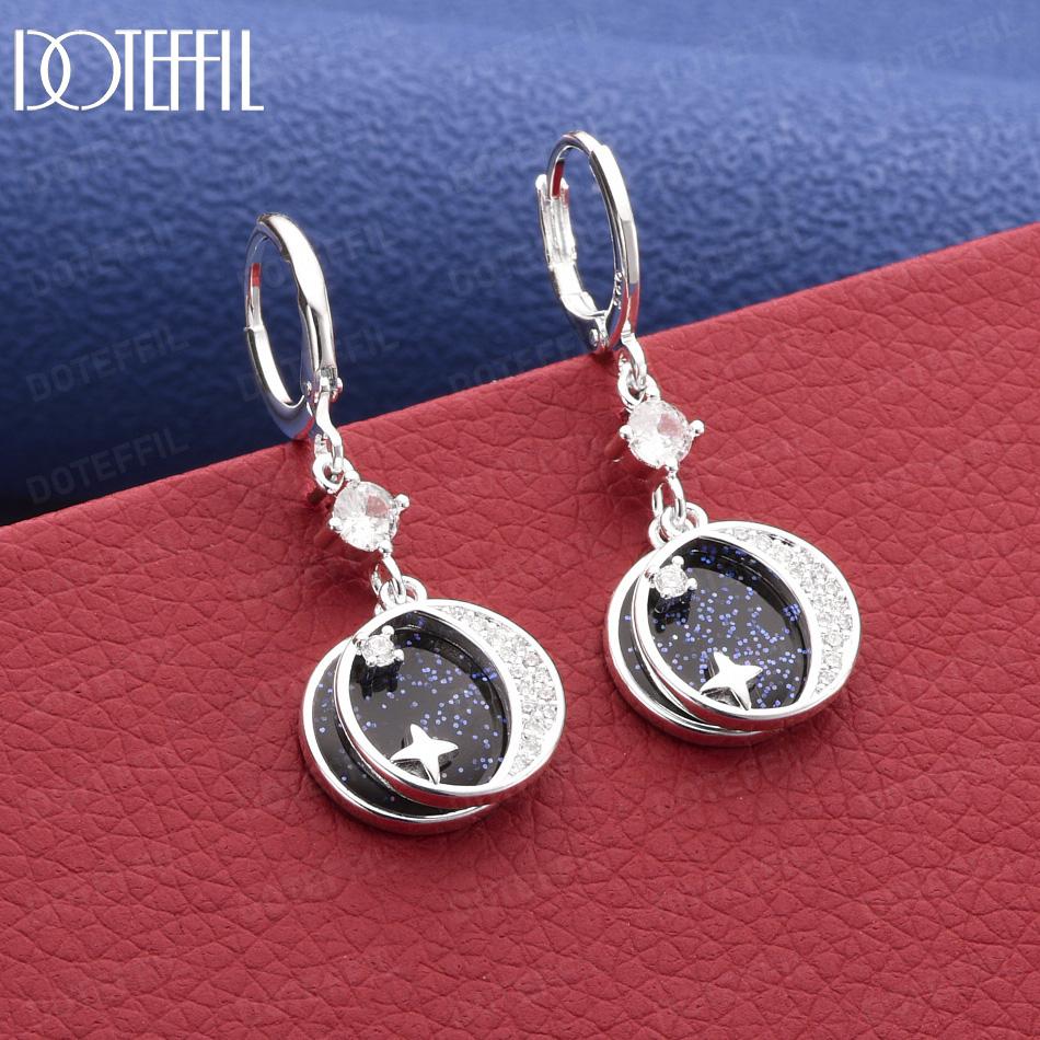 925 Sterling Silver AAA Zircon Romantic Galaxy Pendant Earrings - Exquisite Gift Jewelry